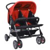 Sportovní kočárek pro dvojčata ocel červeno-černý 10108
