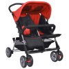 Sportovní kočárek pro dvojčata ocel červeno-černý 10108