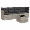 5dílná zahradní sedací souprava a podušky světle šedá polyratan 3217242