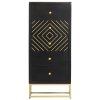 Komoda se zásuvkami černá a zlatá 45x30x105cm masivní mangovník 286513
