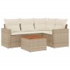 5dílná zahradní sedací souprava s poduškami béžová polyratan 3224105