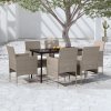 7dílný zahradní jídelní set s poduškami béžový a černý 3099320