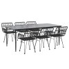 7dílný zahradní jídelní set černý polyratan 3157857