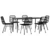 7dílný zahradní jídelní set černý polyratan 3157884