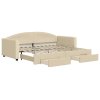 Válenda s přistýlkou a zásuvkami krémová 90 x 200 cm textil 3197228