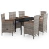 7dílný zahradní jídelní set s poduškami šedý 3099434
