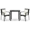 3dílný zahradní jídelní set s poduškami černý polyratan 3185107