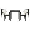 3dílný zahradní jídelní set s poduškami černý polyratan 3185107