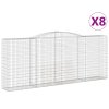 Klenuté gabionové koše 8 ks 400x50x160/180cm pozinkované železo 3147041