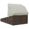 Lehátko se skládací střechou hnědé 200 x 114 x 128 cm polyratan 362272