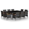 11dílný zahradní jídelní set polyratan šedý 3058569