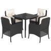 5dílný zahradní jídelní set s poduškami černý polyratan 3211914