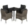 5dílný zahradní jídelní set s poduškami šedý polyratan 3211956