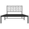 Kovový rám postele s čelem černý 107 x 203 cm 374433