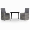 3dílný zahradní jídelní set s poduškami šedý 3099485