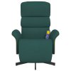 Masážní polohovací křeslo s podnožkou tmavě zelené textil 356617
