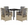5dílný zahradní jídelní set s poduškami béžový polyratan 3263007