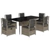 7dílný zahradní jídelní set s poduškami šedý polyratan 3262990