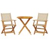 3dílný bistro set béžový polyratan a masivní dřevo 3281852