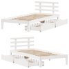 Rám postele se zásuvkami bílý 100 x 200 cm masivní borové dřevo 3302007