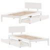 Rám postele se zásuvkami bílý 100 x 200 cm masivní borové dřevo 3301981
