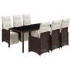 7dílný zahradní bistro set s poduškami hnědý polyratan 3277191