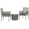 Zahradní bistro set 3 pcs Šedá polyratan 3334957