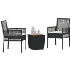 Zahradní bistro set 3 pcs Černá polyratan 3334960