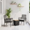 Zahradní bistro set 3 pcs Černá polyratan 3334960