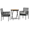 Zahradní bistro set 3 pcs Černá polyratan 3334967