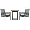 Zahradní bistro set 3 pcs Černá polyratan 3334967