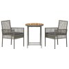 Zahradní bistro set 3 pcs Šedá polyratan 3334968