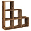 Knihovna/dělící stěna 3patrová old wood 99x29x99 cm kompozit 857965