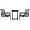 Zahradní bistro set 3 pcs Hnědá polyratan 3334963
