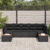 Sada zahradních pohovek s polštářem 7 pcs Černá polyratan 3348159