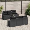 Set pohovek s polštářem s úložištěm 7 pcs Černá polyratan 3355282