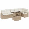 Sada zahradních pohovek s polštářem 7 pcs Béžová Poly ratan 3348837