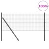 Plotový sloupek. Šedá 100 x 0,8 m (25 x 25 mm síť) Ocel a PVC 3351907