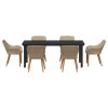 Zahradní jídelní souprava s polštářem 7 pcs Béžová polyratan 3261703