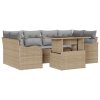 Sada zahradních pohovek s polštářem 7 pcs Béžová Poly Ratan 3357133