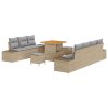 Sada zahradních pohovek s polštářem 10 pcs Béžová Poly ratan 3362747