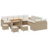 Sada zahradních pohovek s polštářem 14 pcs Béžová Poly ratan 3363111