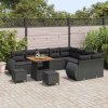 Sada zahradních pohovek s polštářem 12 pcs Černá Poly Ratan 3363859
