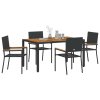 Zahradní jídelní souprava 5 pcs Černá a dřevo polyratan 3365406