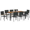 Zahradní jídelní souprava 9 pcs Černá polyratan 3365412