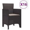 Zahradní jídelní souprava s polštáři 17 pcs Hnědá PP 3378658