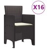 Zahradní jídelní souprava s polštáři 17 pcs Hnědá PP 3378661