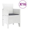Zahradní jídelní souprava s polštáři s polštářem 17 pcs Bílá PP 3378665
