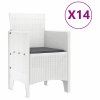Zahradní jídelní souprava s polštáři s polštářem 15 pcs Bílá PP 3378805