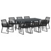 Zahradní jídelní souprava 9 pcs Černá Ocel a poly ratan 3378821